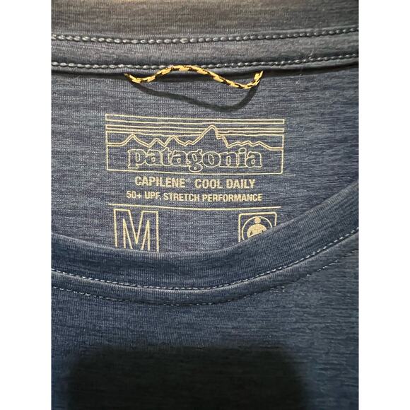 Patagonia Men's Capilene Cool Daily Graphic Shirt Blue Topo Peaks 45235 Size M - Picture 3 of 6